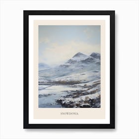 Vintage Winter Painting Poster Snowdonia National Park United Kingdom 1 Art Print