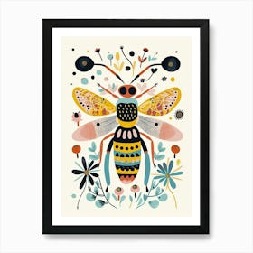 Colourful Insect Illustration Wasp 11 Art Print