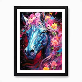 Horse With Flowers 2 Art Print