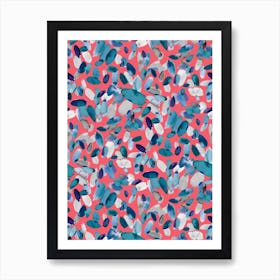 Watercolor Petal Stains Blue Coral Art Print