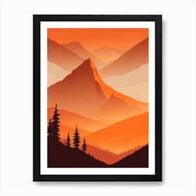 Misty Mountains Vertical Composition In Orange Tone 224 Art Print