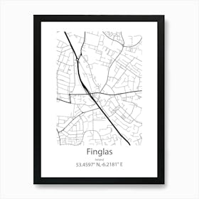 Finglas,Ireland Minimalist Map Art Print