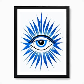 Chakra Series, Symbol, Third Eye Blue & White 1 Art Print