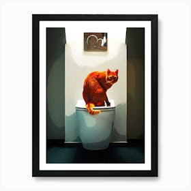 Cat On The Toilet Art Print