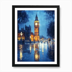 Big Ben In The Rain 1 Art Print