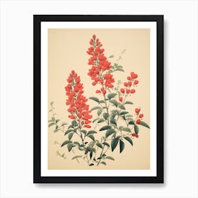 Hagi Bush Clover 2 Vintage Japanese Botanical Art Print