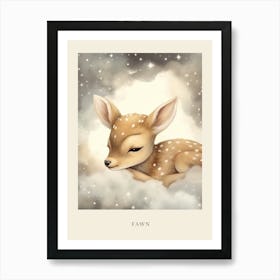 Sleeping Baby Deer Fawn Nursery Poster Art Print