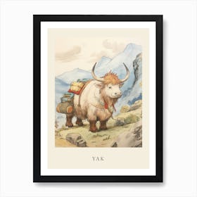Beatrix Potter Inspired  Animal Watercolour Yak 3 Art Print