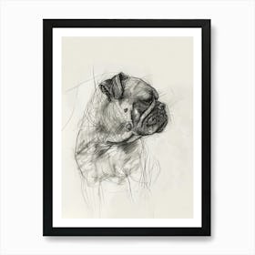 Pug Dog Charcoal Line Art Print