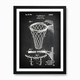 Basketball Goal Poster Basketball Net Blueprint Basketball Patent Print Basketball Wall Art Historic Basketball Picture Sb1961 Art Print