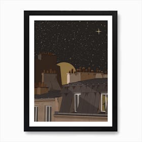 Parisian Starry Night Sky Art Print