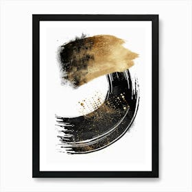 Gold And Black Brush Strokes 49 Art Print