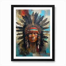 Celestial Echoes: Portraits of Native American Spirit Art Print