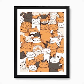 Cats Kawaii Illustration 1 Art Print