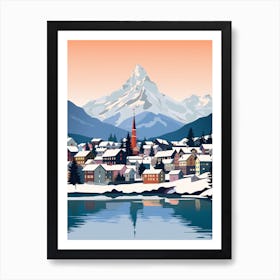 Retro Winter Illustration Lucerne Switzerland 1 Art Print