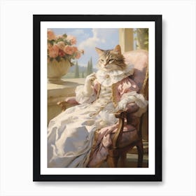 Cat In A Medieval Dress Lounging In The Sun Art Print