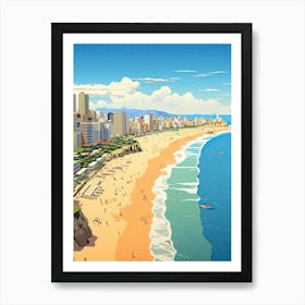 Copacabana Beach, Brazil, Flat Illustration 3 Art Print