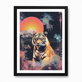 Tiger Retro Space Collage 3 Art Print