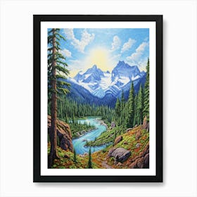 North Cascades National Park Retro Pop Art 12 Art Print