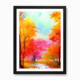 Watercolor Autumn Landscape Art Print