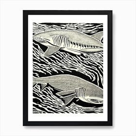 Tiger Shark Linocut Art Print