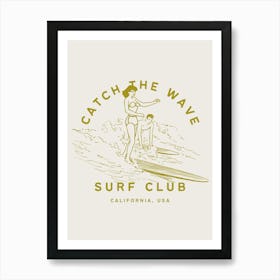 Catch The Wave Surf Club Coastal Tropical Beachy Poster