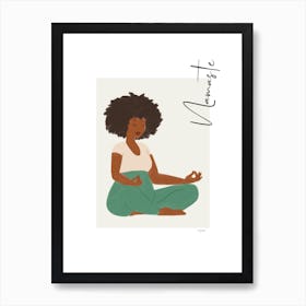 Namaste VII - person, yoga, namaste, silhouette, self love, minimalistic, pastel, boho, spirituality, yoga pose, yogi, mural, illustration, fine art, mindfulness Art Print