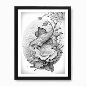 Ogon Koi Fish Haeckel Style Illustastration Art Print