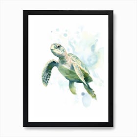 Blue And Green Watercolour Sea Turtle Art Print
