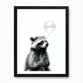Raccoon Blowing A Bubble Illustration 2 Art Print