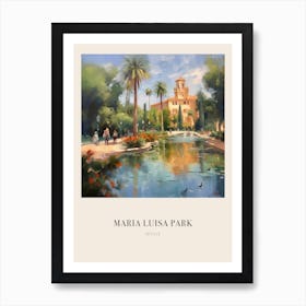 Maria Luisa Park Seville Spain Vintage Cezanne Inspired Poster Art Print