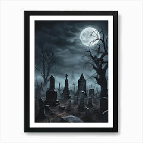 Creepy Trees & Haunted Night, Halloween Wall Decor Art Print