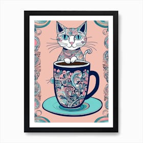 Coffee Cup Cat Art Print