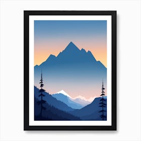 Misty Mountains Vertical Composition In Blue Tone 129 Art Print