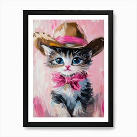 Kitten In Cowboy Hat Affiche