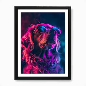 Beautiful Dog Under Neon Lights 2 Art Print