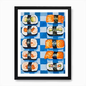 Sushi Blue Checkerboard 2 Art Print