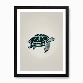 Conservation Sea Turtle, Sea Turtle Retro Minimal 2 Art Print