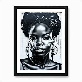 Graffiti Mural Of Beautiful Black Woman 49 Art Print