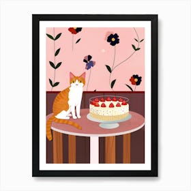 Cat And A Trifle Cake 2 Art Print