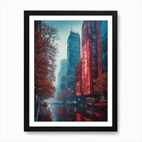 A Rainy Day In A Big City By The Street Art Print