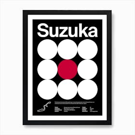 Mid Century Dark Suzuka F1 Art Print