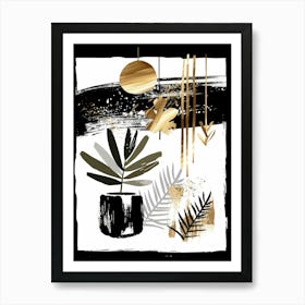 Gold And Black Abstract Painting 98 Art Print