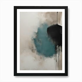 Ink Watercolor Abstract Black and Blue Artwork Art Print