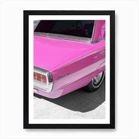 Retro Pink Thunderbird Car In Palm Springs Art Print