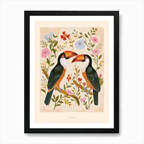 Folksy Floral Animal Drawing Toucan 4 Poster Art Print