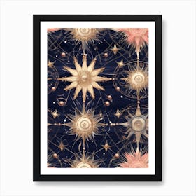 Boho Pink Shades Celestial Art 1 Art Print