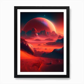Mars Neon Nights Space Art Print