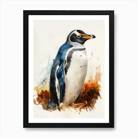 Humboldt Penguin Oamaru Blue Penguin Colony Watercolour Painting 3 Art Print