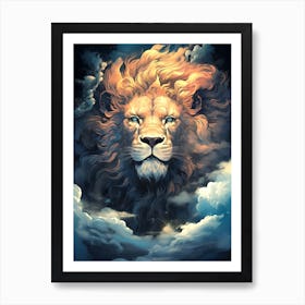 Lion In The Clouds 1 Art Print